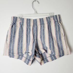 J. Crew Factory Linen Boyfriend Striped Shorts